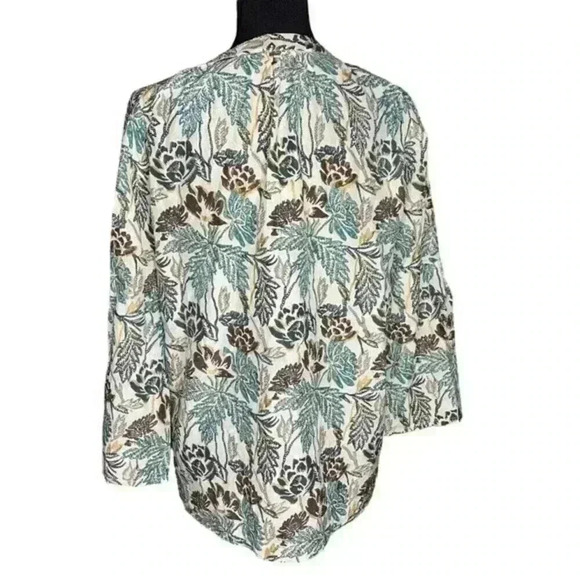 Roller rabbit women’s blouse white green gold floral pattern 100% cotton small - Picture 2 of 4